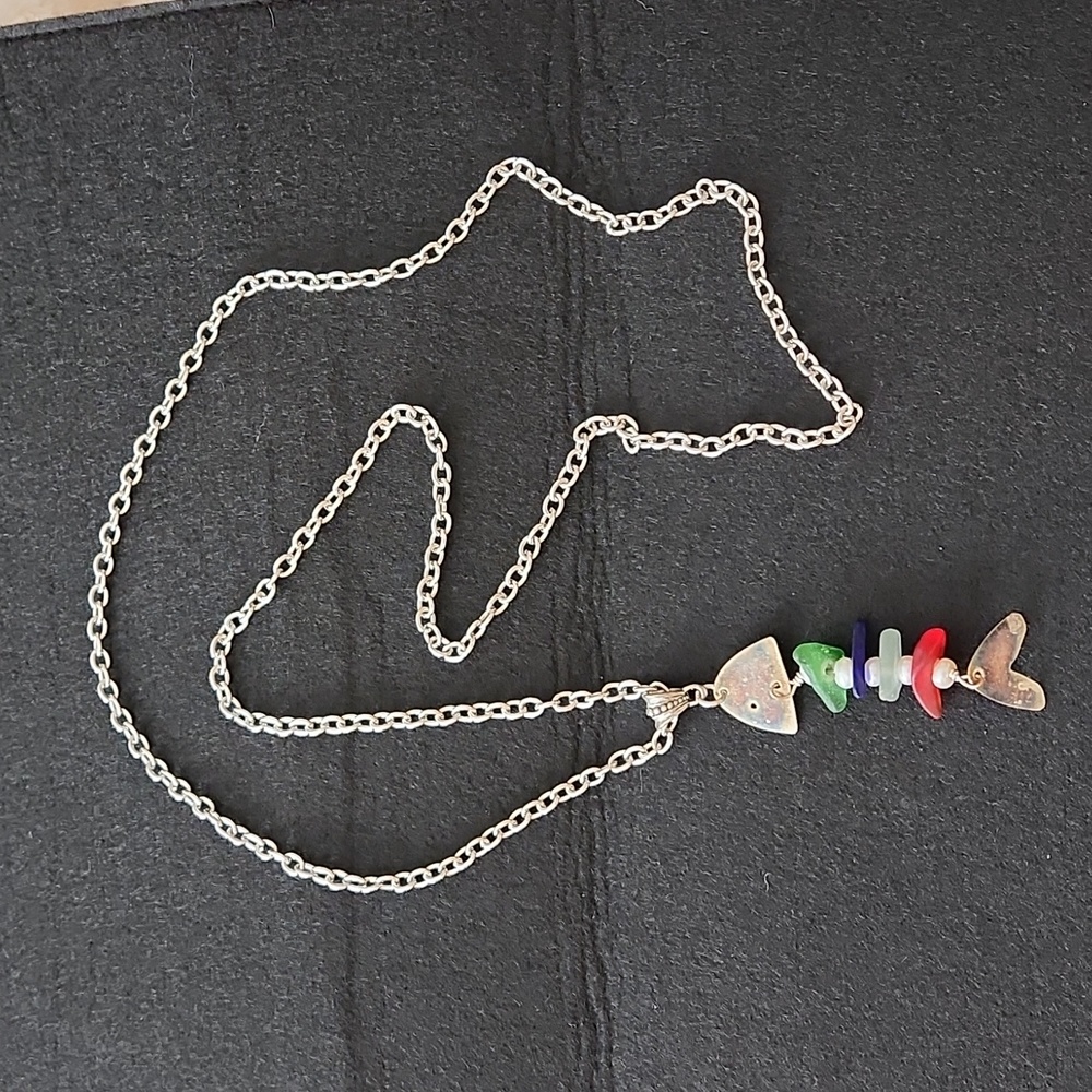 Art Necklace made of sea glass from Alaska shores